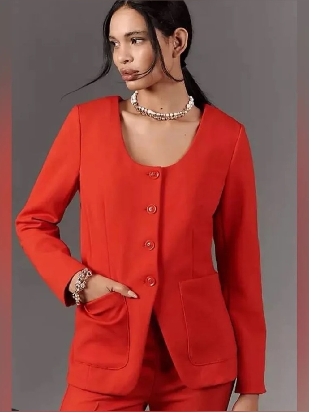 Maeve Red Orange Blazer Jacket